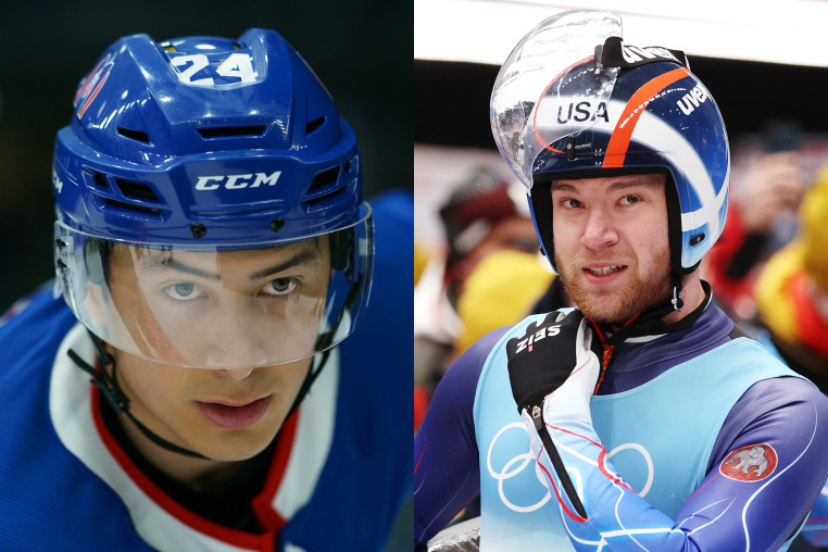 Shane Hollander, played by Hudson Williams, in HBO's "Heated Rivarly," and Sean Hollander, a luge athlete for the U.S. Olympic Team.