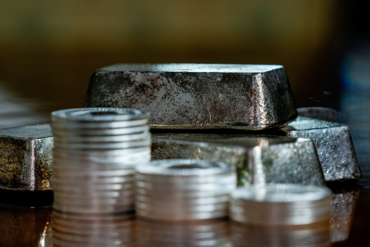 Silver coins and bars at a Mennica Inwestorow bullion dealer arranged in Warsaw, Poland, on Wednesday, Jan. 28, 2026. 