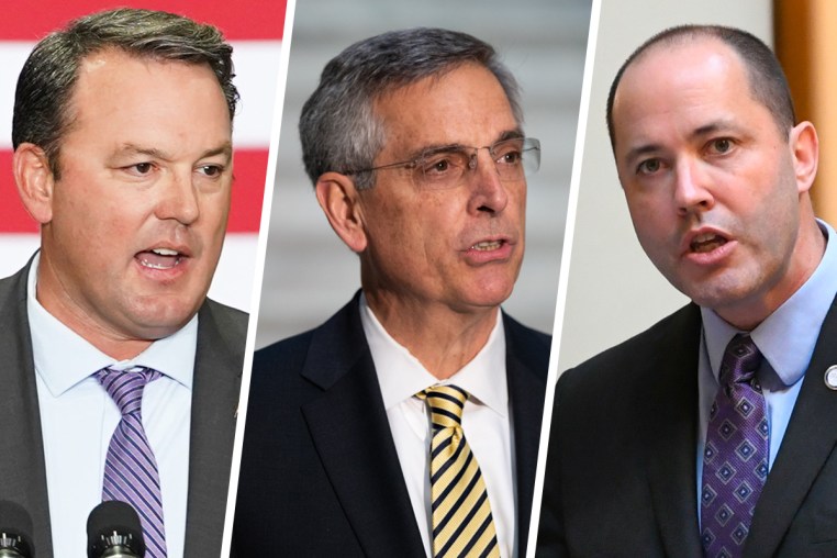 Georgia Lt. Gov. Burt Jones, Brad Raffensperger, Georgia's secretary of state and  Georgia Attorney General Chris Carr