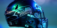 SEATTLE, WASHINGTON - DECEMBER 18: A detailed view of of a Seattle Seahawks helmet during halftime of a game against the Los Angeles Rams at Lumen Field on December 18, 2025 in Seattle, Washington. (Photo by Steph Chambers/Getty Images)