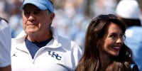 CHAPEL HILL, NORTH CAROLINA - SEPTEMBER 13: Head coach Bill Belichick of the North Carolina Tar Heels and Jordon Hudson look on prior to the game against the Richmond Spiders at Kenan Memorial Stadium on September 13, 2025 in Chapel Hill, North Carolina. (Photo by Lance King/Getty Images)